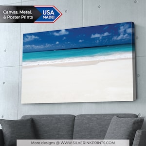 Beach Photography | White Sandy Beach | Nature Art | Large Wall Art | Canvas, Metal or Poster Print | Living Room Decor | Home Office Art