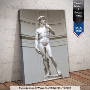 Statue of David by Michelangelo | Famous Artwork | Large Wall Art | Canvas, Metal or Poster Print | Living Room Decor | Home Office Art