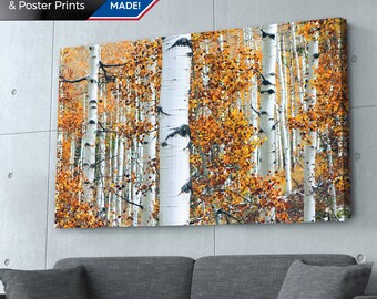 Birch Tree Forest Print: Minimalist Nature Art, Canvas or Metal