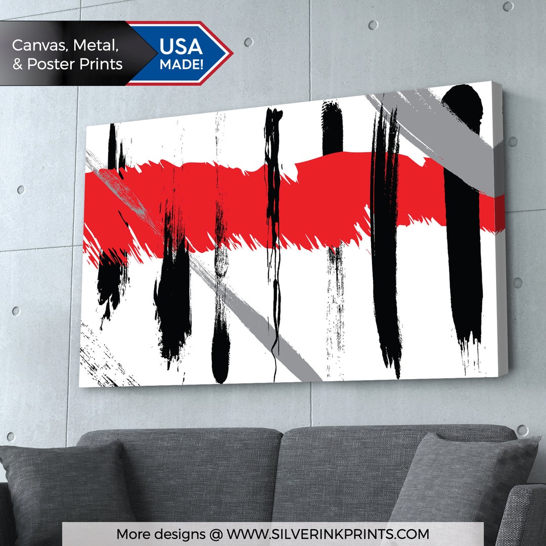 black-white-red-abstract-art-print-modern-wall-decor-etsy
