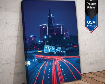 Detroit Skyline Print: GM Building, Renaissance Center - Canvas, Metal, or Poster
