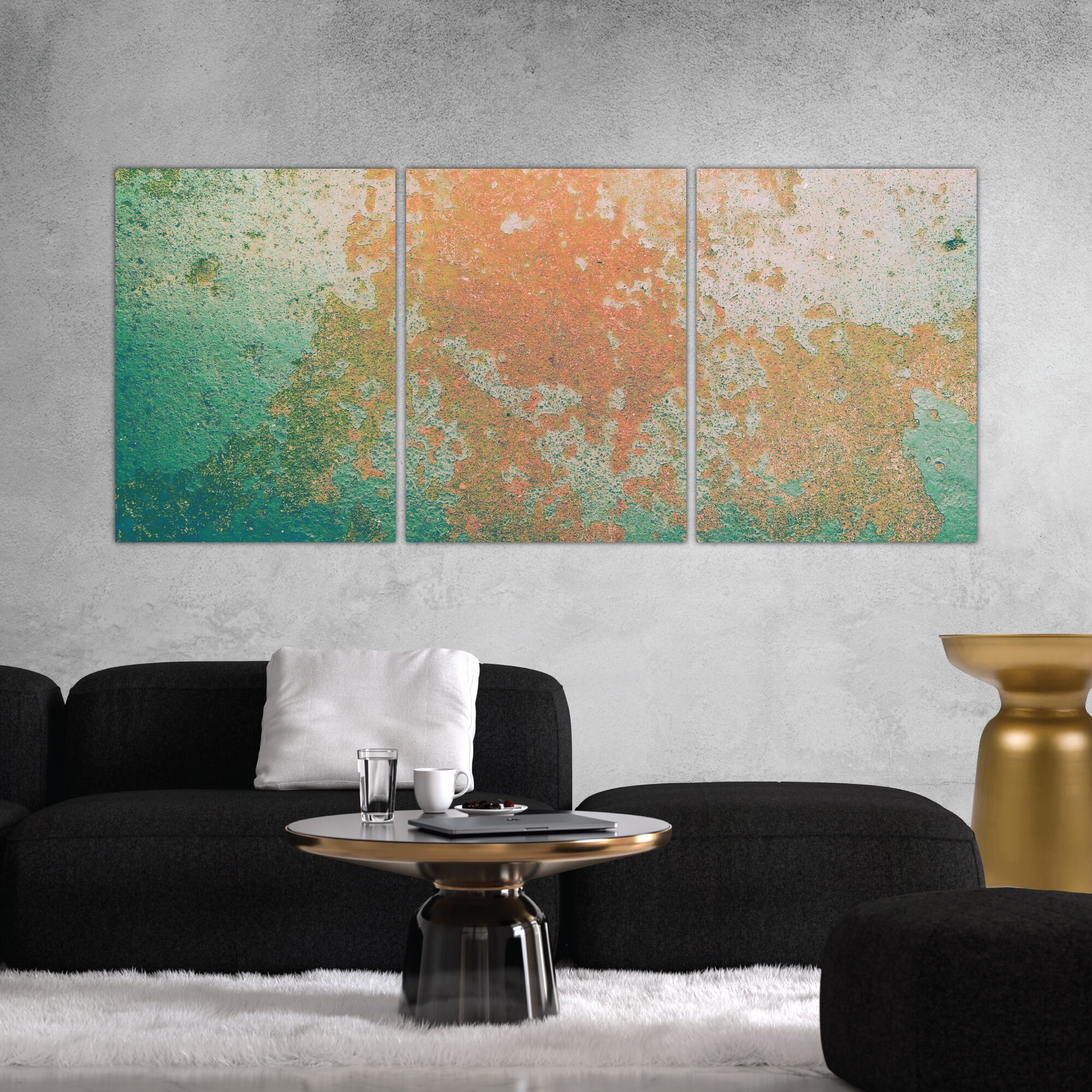 Abstract Art Print Green Orange Modern Art Large Wall | Etsy