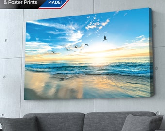 Beach Sunset Canvas Print: Coastal Seascape Wall Art