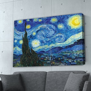 Vincent van Gogh: The Starry Night | Famous Artwork | Large Wall Art | Canvas, Metal or Poster Print | Living Room Decor | Home Office Art