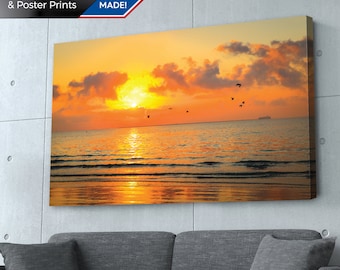Beach Sunset Canvas Print: Coastal Nature Wall Art