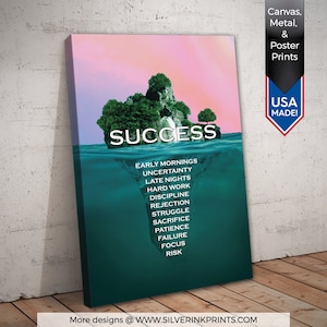 Paradise of Success | Success Iceberg | Motivation Entrepreneur Art | Large Wall Art | Canvas, Metal or Poster Print | Home Office Art