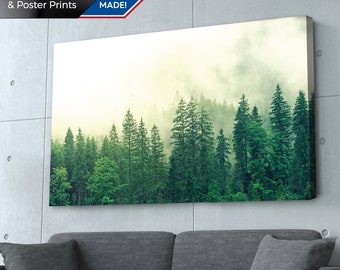 Foggy Pine Forest Print: Nature Wall Art (Canvas, Metal, or Poster)
