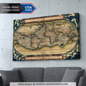 Vintage World Map Print | Abstract Art | Nature Art | Large Wall Art | Canvas, Metal or Poster Print | Living Room Decor | Home Office Art