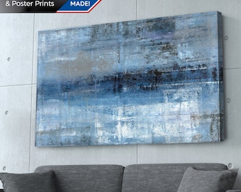 Abstract Art Print | Blue & Gray | Large Wall Art | Canvas Print | Poster Print | Metal Print | Living Room Decor | Office Art | Modern Art