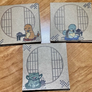 Handmade Memo Pad | Gen 1 Starters - Tea Time | B GRADE - Read Description!