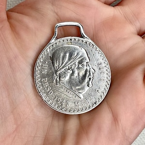 Authentic Un Peso 1947 Morelos Mexican Coin Pendant 0.500 Silver