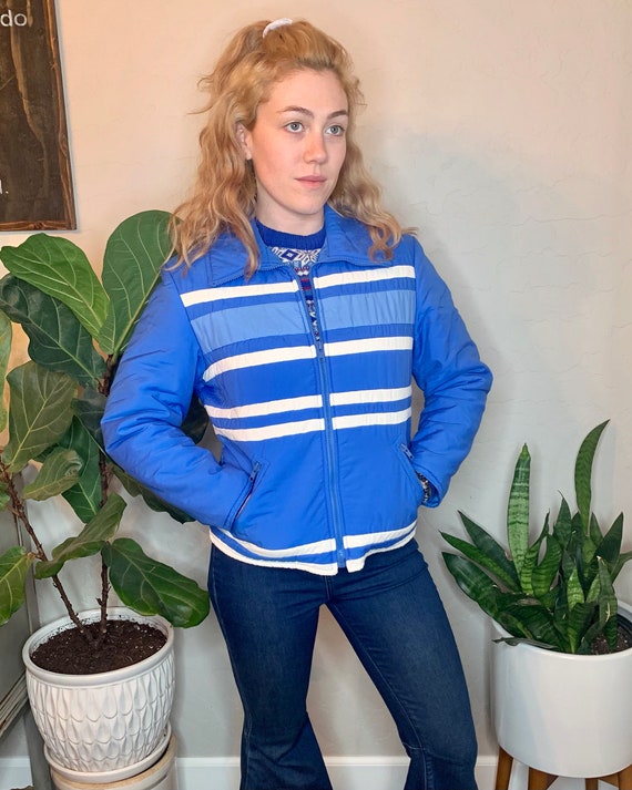 Vintage Jean Claude Killy Triplegold Blue White Striped Winter Jacket Etsy Canada