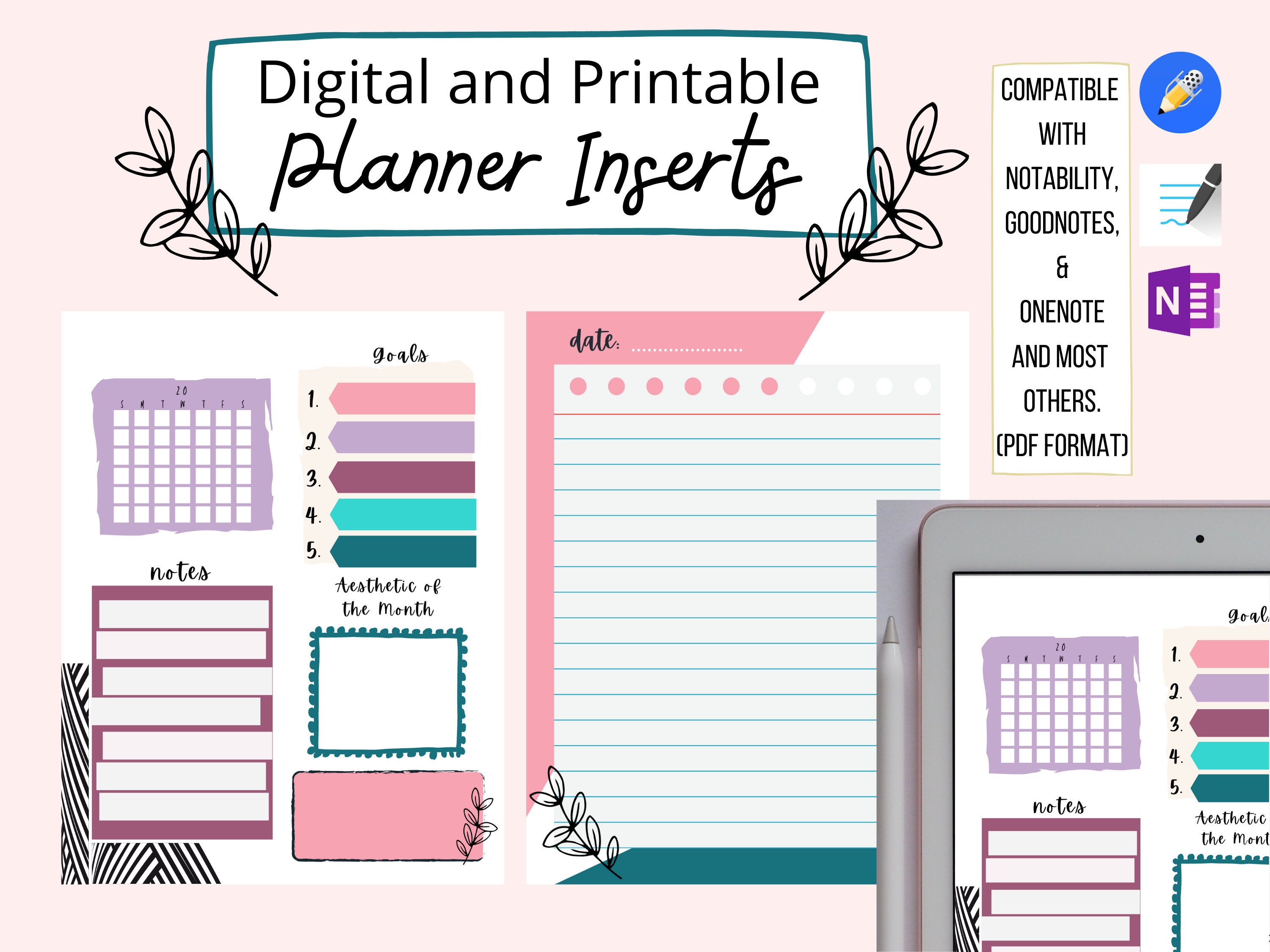 digital-printable-planner-inserts-digital-notebook-inserts-etsy
