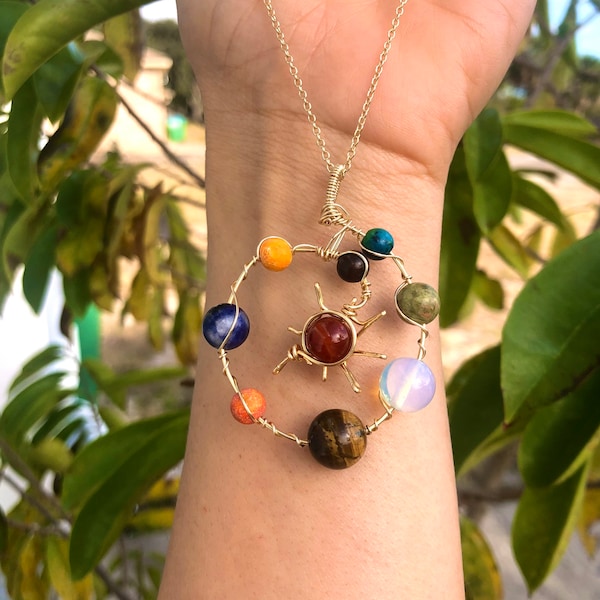 My sun, my moon, and all my stars” Solar System Crystal necklace, boho style, hippie style, festival fashion, gifts for her, gifts for him