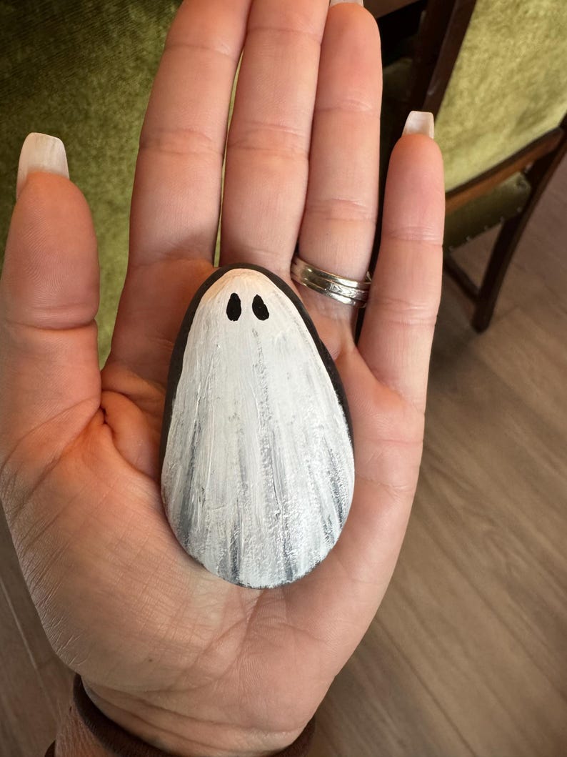 Collage Paperweights Hand Painted Halloween Rocks: Spooky Gothic Decor, Unique Art ...