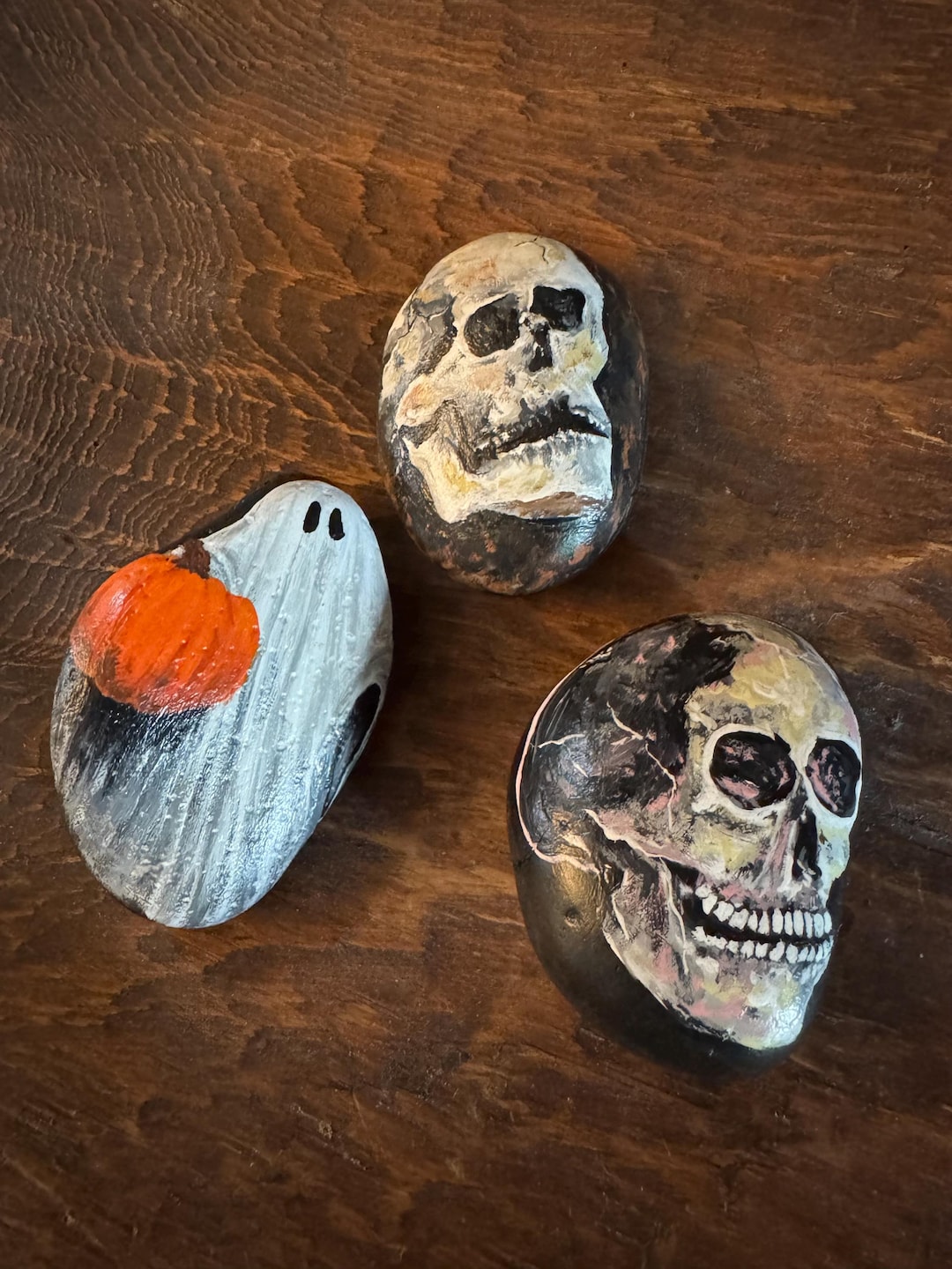 Grey Spooky Rocks Hand Painted Halloween Rocks: Spooky Gothic Decor, Unique Art ...