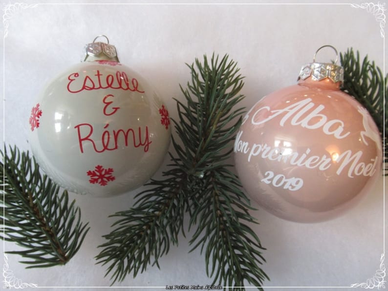 Boule de Noël en verre personnalisée personnalisable avec Etsy