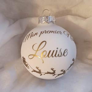 Boule de Noël 8cm en verre personnalisée personnalisable avec prénom