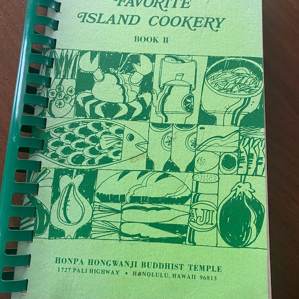 Libro de cocina hawaiana Favorite Island Cookery, 1975, Libro 2, Green, Templo budista Honpa Hongwanji