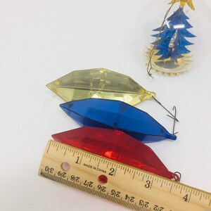 Vintage Christmas Ornaments Gems in Royal Colors And Clear Glass Ornament Diorama Aluminum Foil Set of 4 image 8