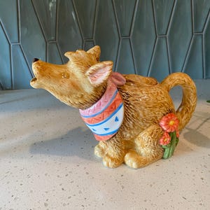 Vintage Otagiri Ceramic Howling Coyote Tea Pot by Debra Meyer Made in Japan
