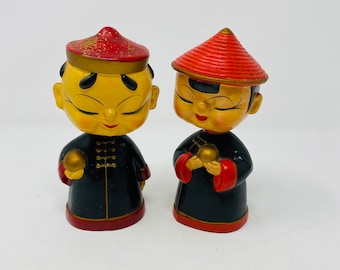 Set of two Vintage Chinese Bobble Heads Boy/Girl Made in Japan