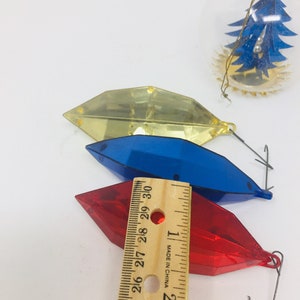 Vintage Christmas Ornaments Gems in Royal Colors And Clear Glass Ornament Diorama Aluminum Foil Set of 4 image 9