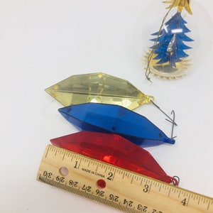 Vintage Christmas Ornaments Gems in Royal Colors And Clear Glass Ornament Diorama Aluminum Foil Set of 4 image 10