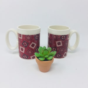 Set of 2 Vintage Howard Holt 1963 Western Bandana Design Coffee Mugs