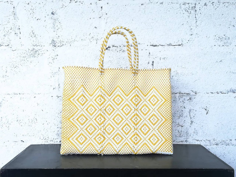Made in Oaxaca Oaxaca Handwoven Tote LARGE MEXICAN PLASTiC BAG Beach bag Market Bag