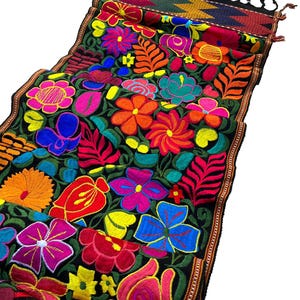 MEXICAN TABLE RUNNER, Bed runner, Chiapas runner, embroidered runner, home decor