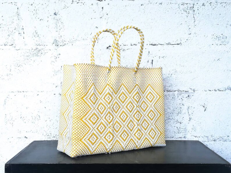 Made in Oaxaca Oaxaca Handwoven Tote LARGE MEXICAN PLASTiC BAG Beach bag Market Bag
