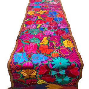 MEXICAN TABLE RUNNER, Bed runner, Chiapas runner, embroidered runner, home decor