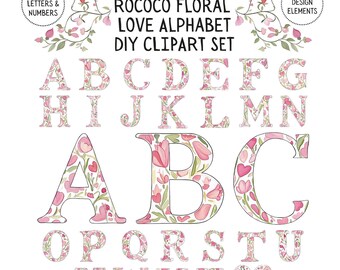 Rococo Love Alphabet PNG Clipart Pack | 60 PNGs | 300 DPI | Clip Art for DIY Projects and Wall Art | Commercial Use