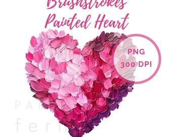 Brushstrokes Painted Heart PNG | Valentine 2025 | 300 DPI | Commercial Use
