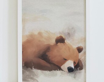 Sleepy Bear | Digital Download | Printable Wall Art
