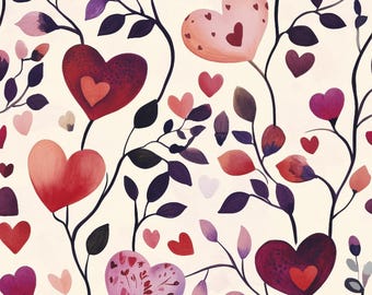 Love Grows Seamless Digital Pattern PNG | 300 DPI | Commercial Use Included |  Crafting and Design Projects