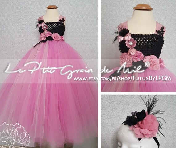 pink and black tutu dress