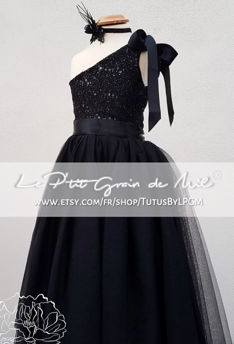 Black Flower Girl Tutu Dress Off-the-shoulder Lace /& Tulle Black Bridesmaid Dress New Year Eve Party Wedding Christmas Princess Tutu