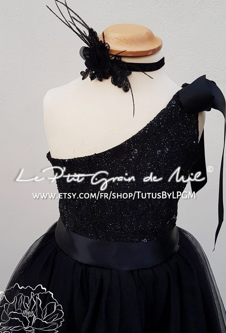 Black Flower Girl Tutu Dress Off-the-shoulder Lace /& Tulle Black Bridesmaid Dress New Year Eve Party Wedding Christmas Princess Tutu