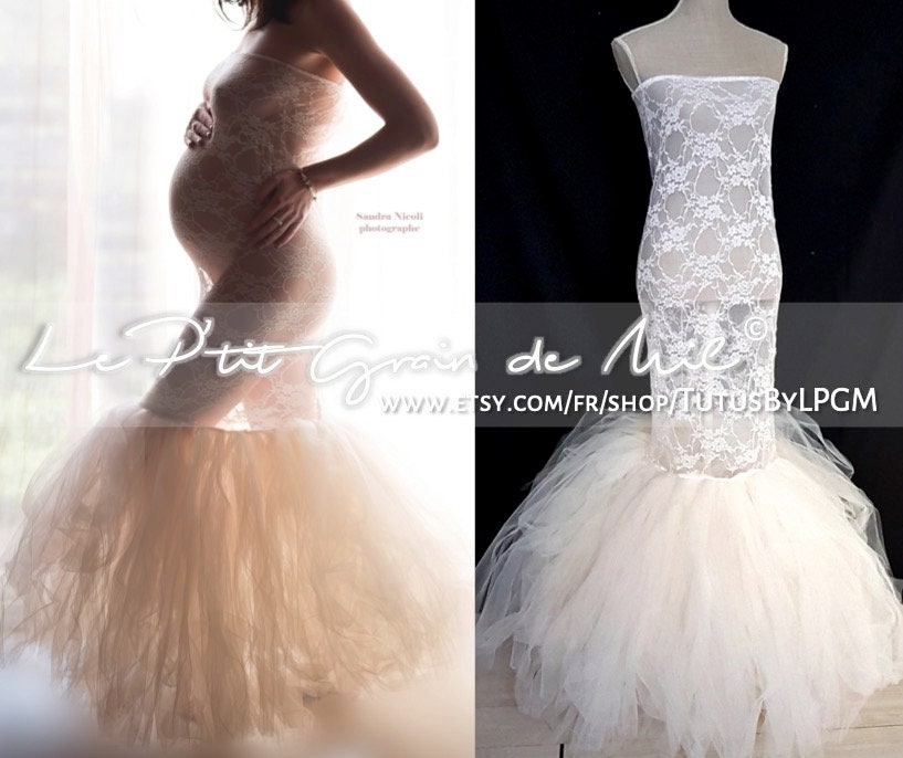 Mermaid Maternity Dress In Lace And Tulle For Photo Shooting Etsy
