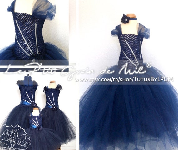 girls navy tulle dress