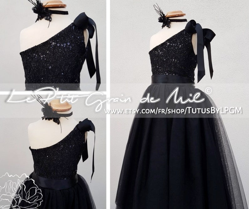 Black Flower Girl Tutu Dress Off-the-shoulder Lace /& Tulle Black Bridesmaid Dress New Year Eve Party Wedding Christmas Princess Tutu