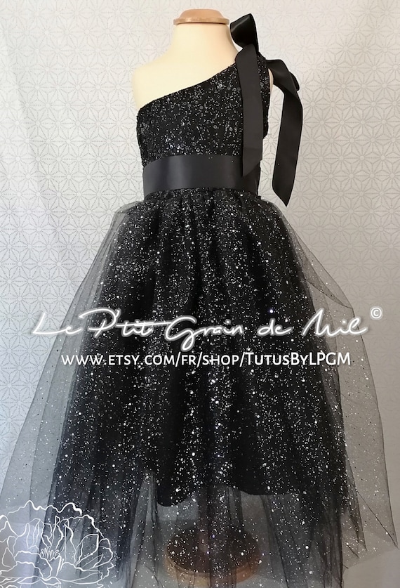 Black Flower Girl Tutu Dress Off-the-shoulder Lace /& Tulle Black Bridesmaid Dress New Year Eve Party Wedding Christmas Princess Tutu