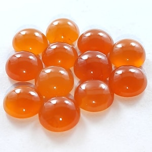 5 AAA Carnelian Gemstone Cabochons: Smooth Round Orange Stones