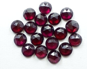 Garnet Gemstone Lot: 5 Faceted Rose Cut Cabochons, 6x6 mm