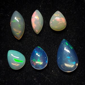 1 pics lot natural Ethiopian opal gemstone, smooth cabochon, full flashy, shape pear, back flat, welo opal, loose gemstone
