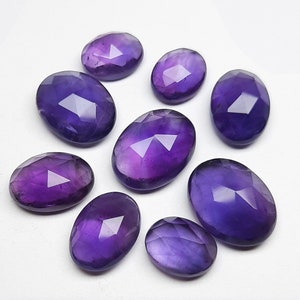 5. pics lot, natural amethyst gemstone, amethyst rose cut cabochon, high quality, shape oval, back flat loose gemstone