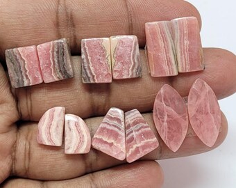 Cabochon de rhodochrosite avec pierres précieuses : rectangle rose blanc, qualité AAA