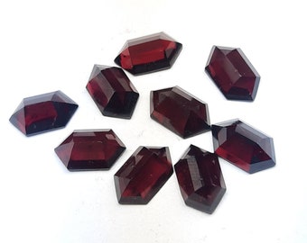 1 pics, rhodolite garnet gemstone, faceted step cut, hexagon shape, high quality, garnet, making jewelry, back flat, loose gemstone,